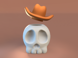 Skull with Hat - Halloween Modèles 3D en vedette