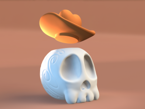 Skull with Hat - Halloween Modèles 3D en vedette