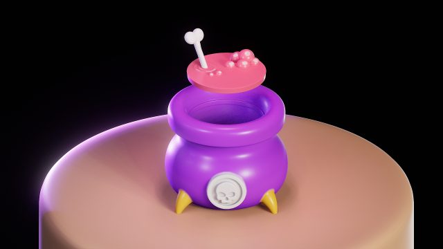 Halloween Witch Cauldron Bowl 3D 프린트 모델 .c4d .max .obj .3ds .fbx .stl .blend 