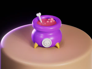 Halloween Witch Cauldron Bowl 3D Print Model