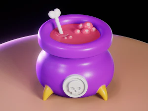 Halloween Witch Cauldron Bowl 3D Print Model