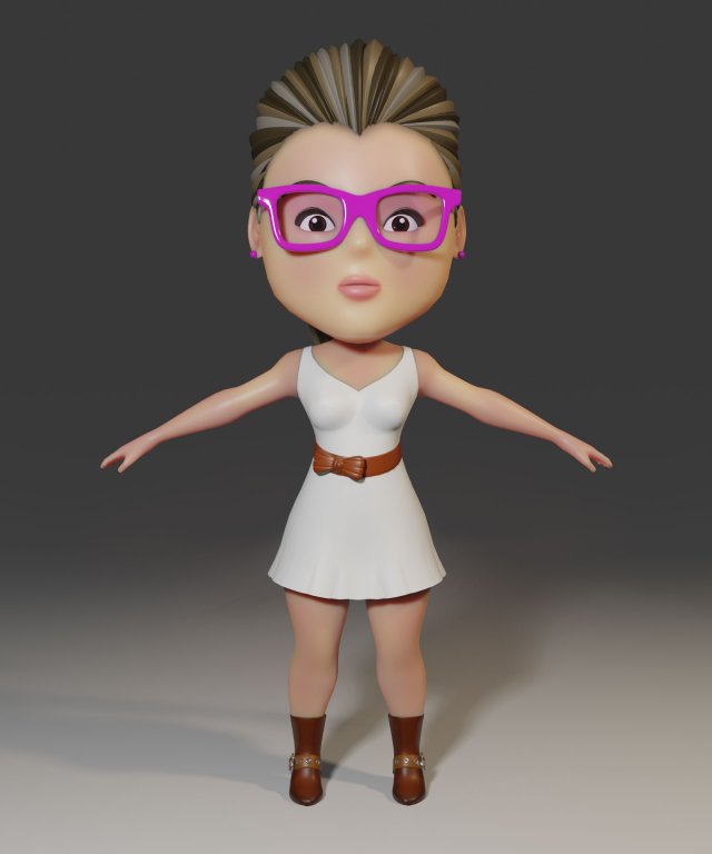 cartoon girl Model 3D .c4d .max .obj .3ds .fbx .stl .blend 
