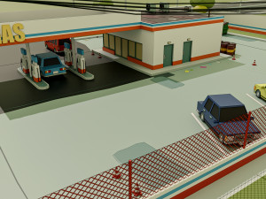 GasStation Low Poly 3D Model