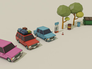 GasStation Low Poly 3D Model