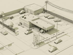 GasStation Low Poly 3D Model