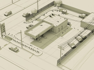 GasStation Low Poly 3D Model