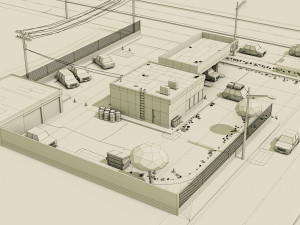 GasStation Low Poly 3D Model