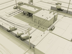 GasStation Low Poly 3D Model