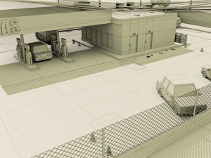 GasStation Low Poly 3D Model