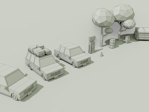 GasStation Low Poly 3D Model