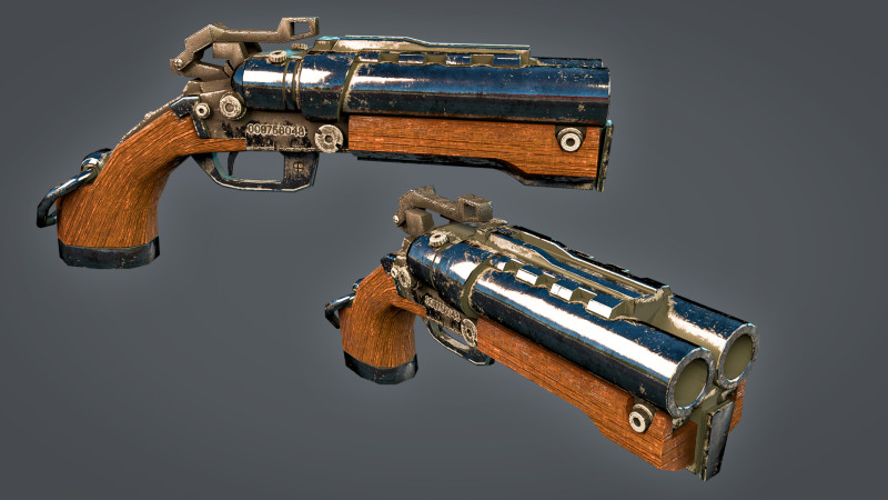 Pistol 3D Model .c4d .max .obj .3ds .fbx .stl .blend 