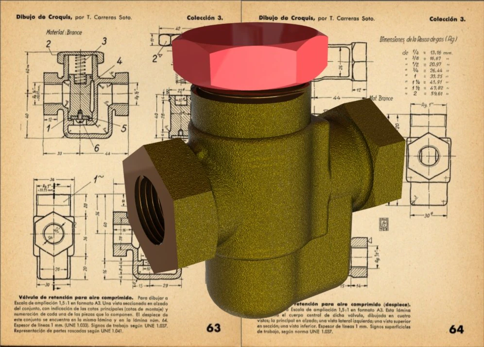 Check Valve for Compressed Air-Carreras Soto 3D Model .c4d .max .obj .3ds .fbx .stl .blend 