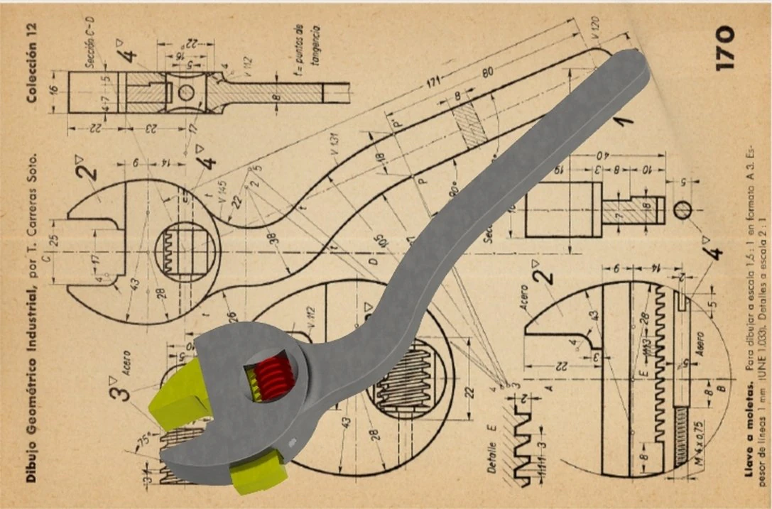 Adjustable wrench to Moletas - Carreras Soto 3D Model .c4d .max .obj .3ds .fbx .stl .blend 