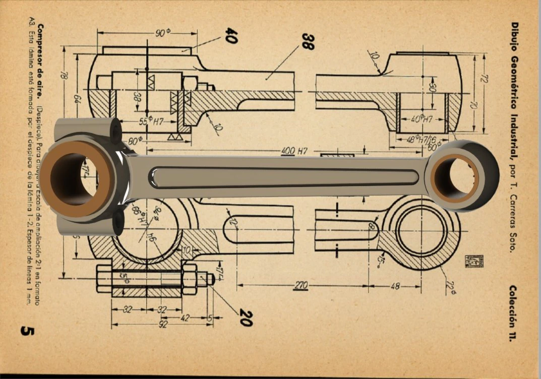 Air Compressor Parts 35-38-49 Connecting Rod - Carreras Soto 3D Model .c4d .max .obj .3ds .fbx .stl .blend 