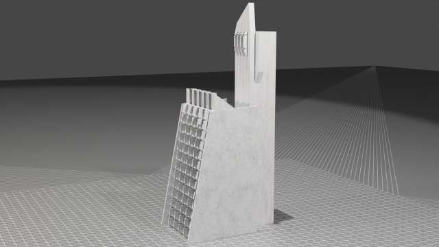 brutalistic building 3D Model .c4d .max .obj .3ds .fbx .stl .blend 