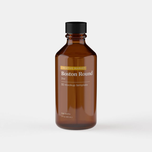 Boston Round Glass Bottle 2oz 3D 模型 .c4d .max .obj .3ds .fbx .stl .blend
