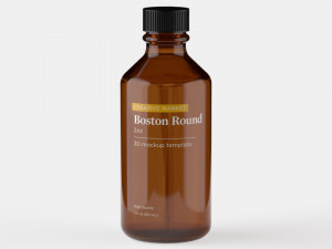 Boston Round Glass Bottle 2oz 3Dモデル