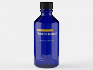 Boston Round Glass Bottle 2oz 3D 模型