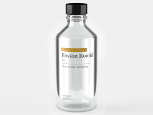 Boston Round Glass Bottle 2oz 3D 模型