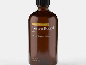 Boston Round Glass Bottle 4oz 3Dモデル