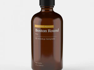 Botol Kaca Bulat Boston 4oz Model 3D