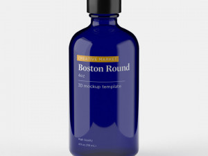 Boston Round Glass Bottle 4oz 3D Модель