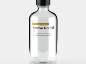 Boston Round Glass Bottle 4oz 3D Модель