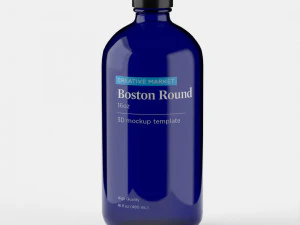 Boston Round Glass Bottle 16oz 3D Model