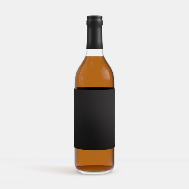750mL Syrup or Wine Bottle with Topper 3D Модель .c4d .max .obj .3ds .fbx .stl .blend 