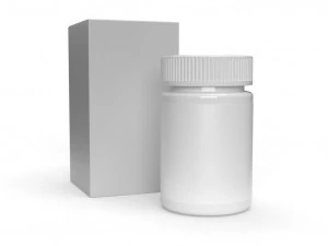 Frasco de suplemento de medicamento para p&iacute;lulas com tampa de seguran&ccedil;a e caixa Modelo 3D