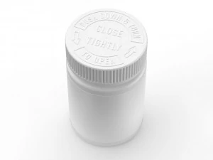 Frasco de suplemento de medicamento para p&iacute;lulas com tampa de seguran&ccedil;a e caixa Modelo 3D