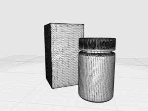 Frasco de suplemento de medicamento para p&iacute;lulas com tampa de seguran&ccedil;a e caixa Modelo 3D
