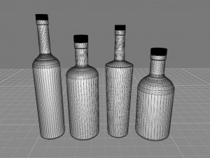 750mL Glass Vodka Bottles Set of 4 3D Модель