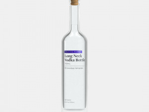 750mL Long Neck Glass Vodka Bottle 3D मॉडल