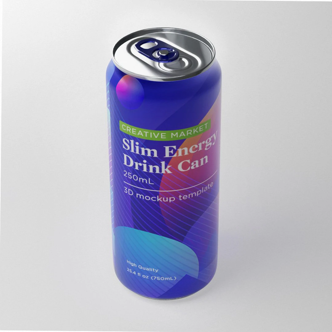 Slim Can Soda Energy Beverage 250mL 3D Model .c4d .max .obj .3ds .fbx .stl .blend 