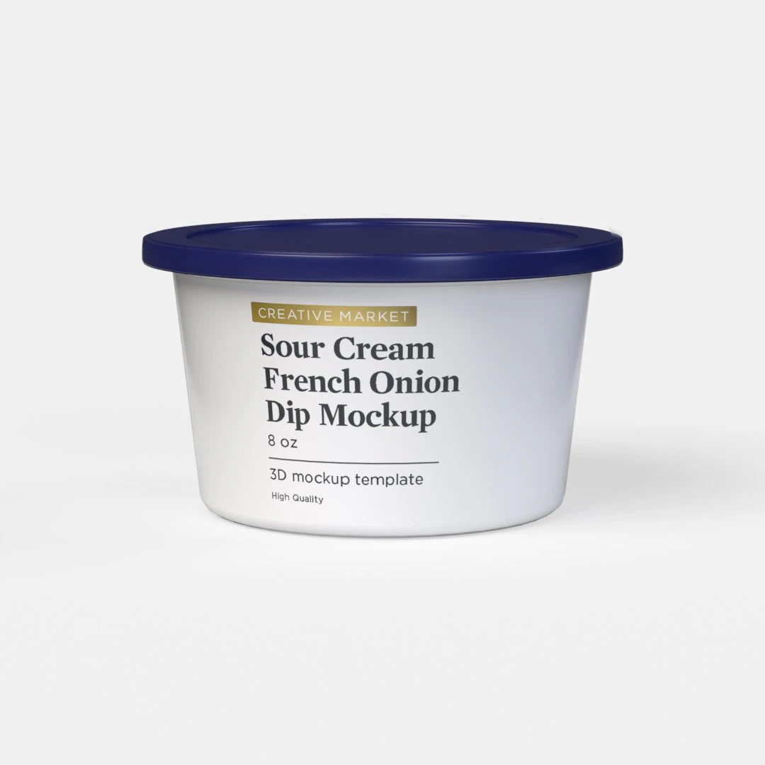 Sour Cream Yogurt French Onion Dip Container with Lid 8 oz 3D Model .c4d .max .obj .3ds .fbx .stl .blend 