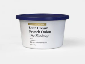 Sour Cream Yogurt French Onion Dip Container with Lid 8 oz 3D Model