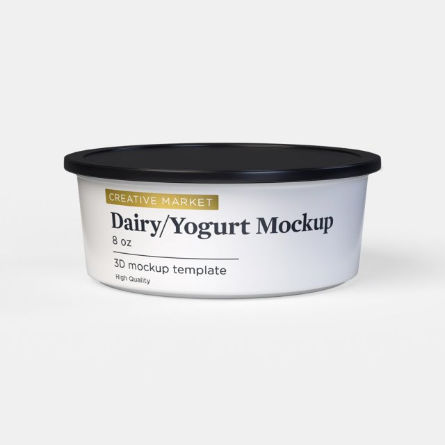 8 oz Yogurt Dairy Sour Cream French Onion Dip Plastic Container with Lid 3D Model .c4d .max .obj .3ds .fbx .stl .blend 