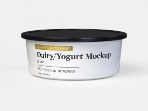 8 oz Yogurt Dairy Sour Cream French Onion Dip Plastic Container with Lid 3D Model