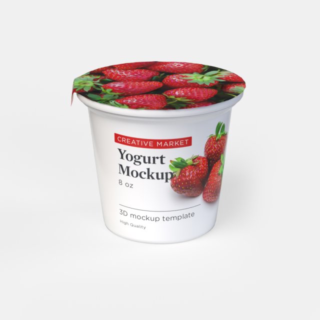 6oz Yogurt Dairy Container Cup with Foil and Plastic Lids 3D Model .c4d .max .obj .3ds .fbx .stl .blend 