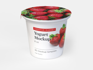 6oz Yogurt Dairy Container Cup with Foil and Plastic Lids 3D Model