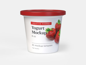 6oz Yogurt Dairy Container Cup with Foil and Plastic Lids 3D Model