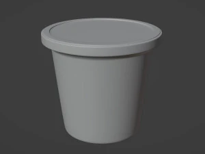 6oz Yogurt Dairy Container Cup with Foil and Plastic Lids 3D Model