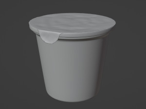 6oz Yogurt Dairy Container Cup with Foil and Plastic Lids 3D Model