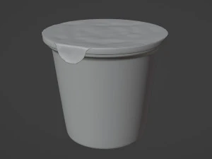 6oz Yogurt Dairy Container Cup with Foil and Plastic Lids 3D Model