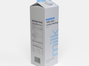 32oz Milk or Juice Carton with Fluted Screw Cap Lid 3D Model