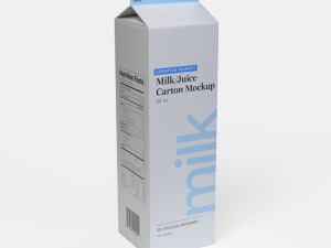 32oz Milk or Juice Carton with Fluted Screw Cap Lid 3D Model