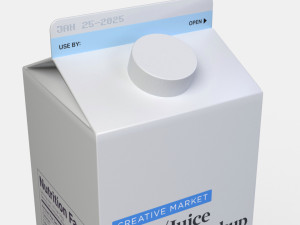32oz Milk or Juice Carton with Fluted Screw Cap Lid 3D Model
