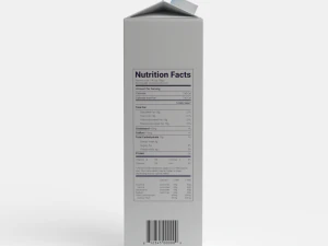 32oz Milk or Juice Carton with Fluted Screw Cap Lid 3D Model