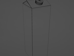 32oz Milk or Juice Carton with Fluted Screw Cap Lid 3D Model